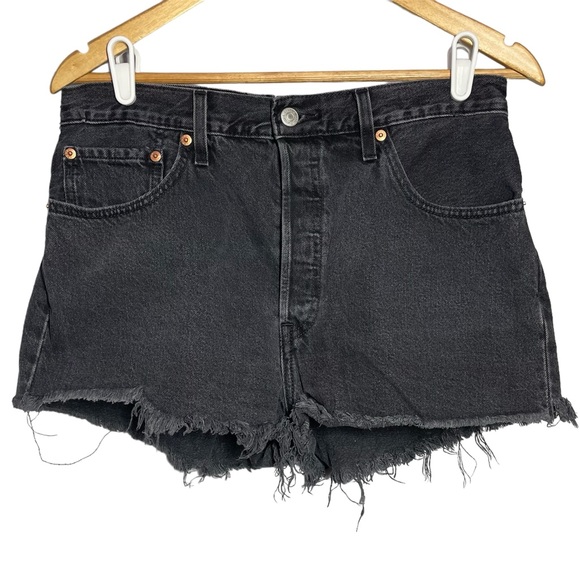 Levi's Pants - Levi’s 501 Original Button Fly Jean Shorts 32 Cutoff Denim Raw Hem Lunar Black